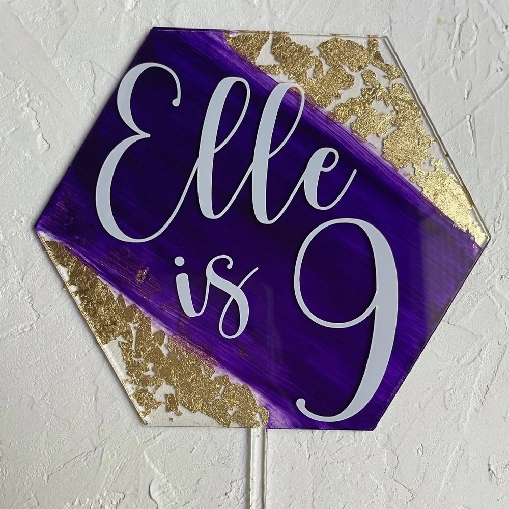 Personalized custom made acrylic cake topper